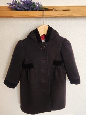 Black Baby Girl Pea Coat, Size 12 Months